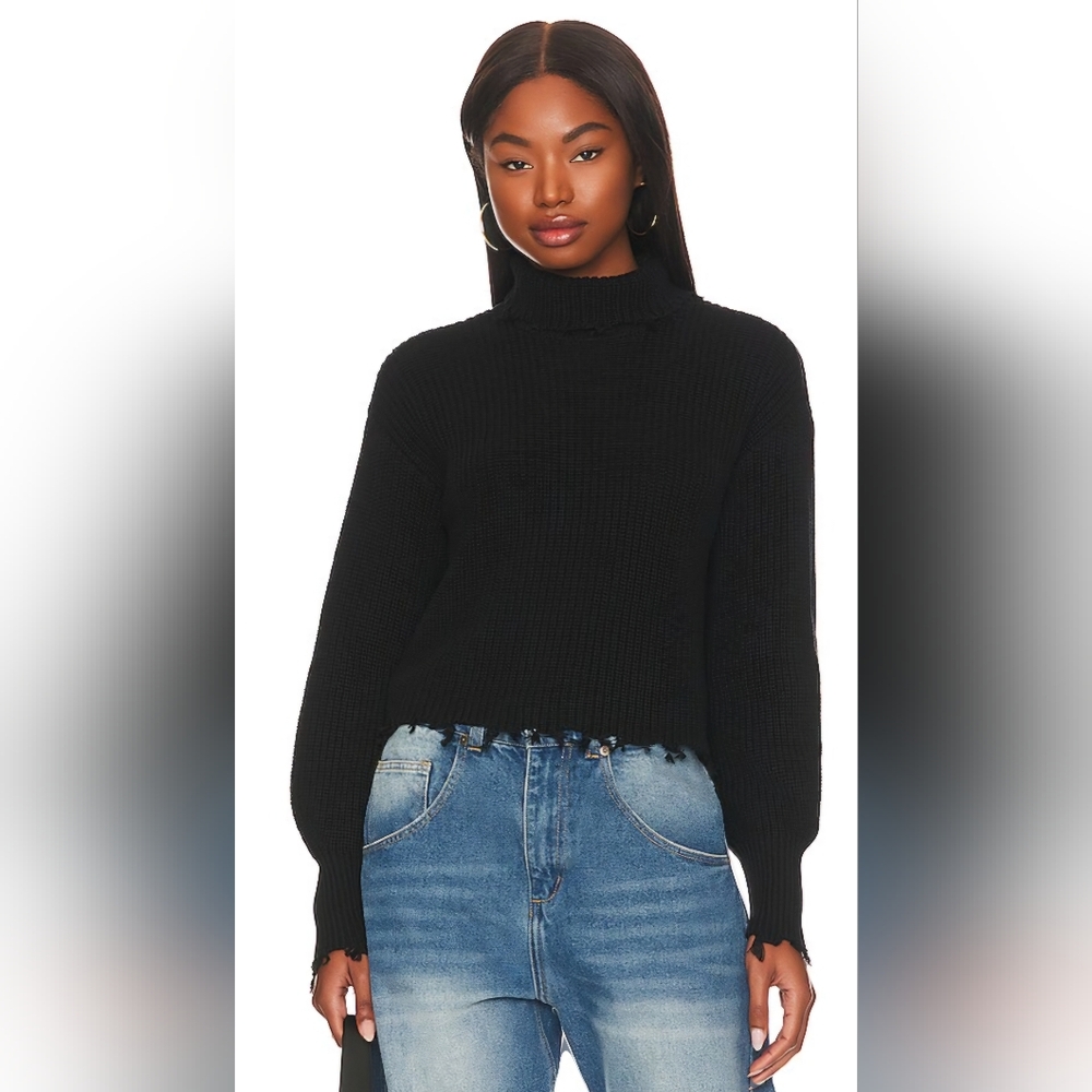 525 America Distressed Turtleneck Cotton Slouchy Sweater Grunge